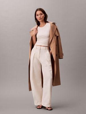 white slim ribbed modal t-shirt for women calvin klein