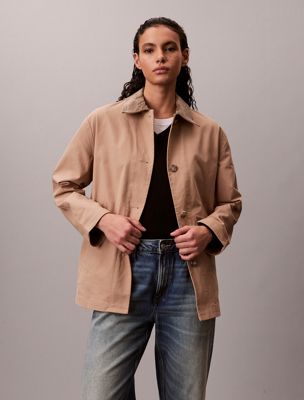  krótki bawełniany płaszcz przeciwdeszczowy dla kobiety - calvin klein