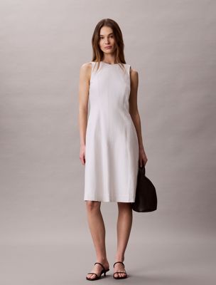  linen blend sleeveless midi dress for women calvin klein jeans