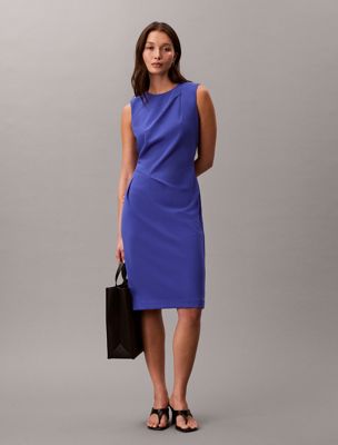 purple stretch crepe sleeveless dress for women calvin klein