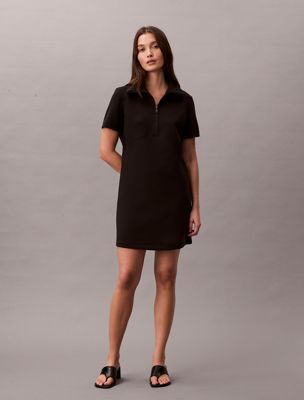 black short sleeve zip collar mini dress for women calvin klein jeans