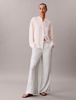 blue hose aus viskose-jacquard mit blumenmuster für damen - calvin klein