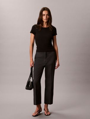 grey worsted wool blend trouser for women calvin klein