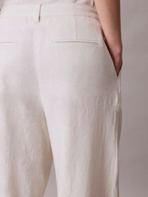 tofu spodnie z mieszanki lnu z szerokimi nogawkami dla kobiety - calvin klein