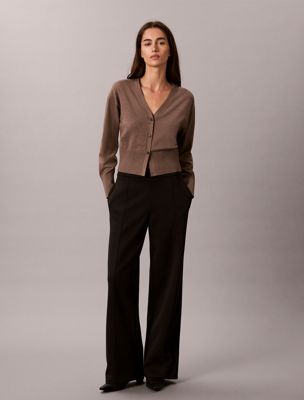 pantalon ample en maille double black pour femmes calvin klein