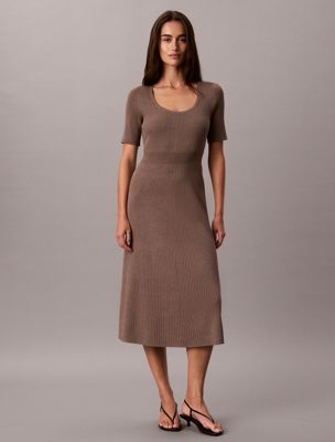 grey tech knit midi dress for women calvin klein