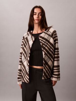 multi jack van geruite wolmix voor dames - calvin klein