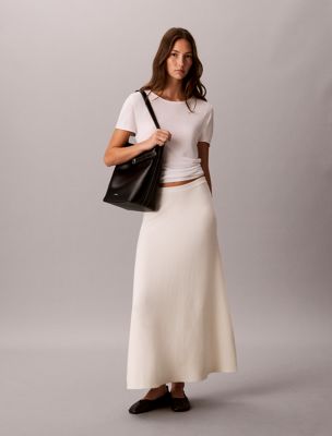 beige uitlopende rok van technisch breiwerk voor dames - calvin klein