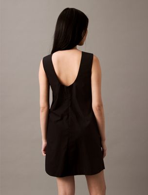 black sleeveless cotton poplin mini dress for women calvin klein jeans