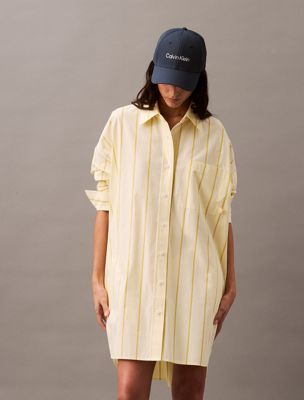 18815 csw25s_w013+morning light relaxed striped cotton shirt dress for women calvin klein jeans