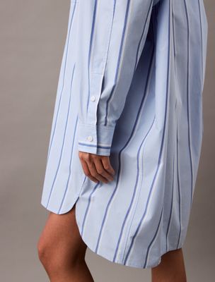 18815 csw25s_w013+chambray blue relaxed striped cotton shirt dress for women calvin klein jeans