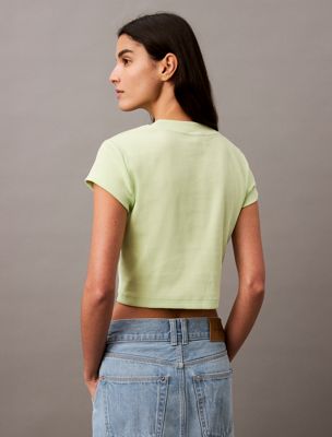 butterfly slim cropped monogram t-shirt for women calvin klein jeans