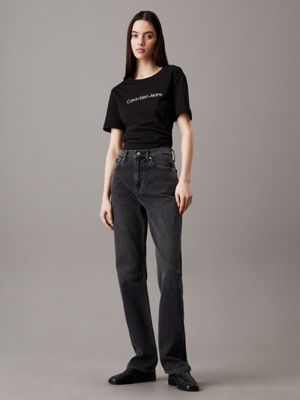 black logo t-shirt for women calvin klein jeans