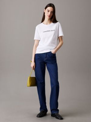 brilliant white logo t-shirt for women calvin klein jeans