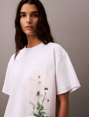 white cropped floral print t-shirt for women calvin klein jeans