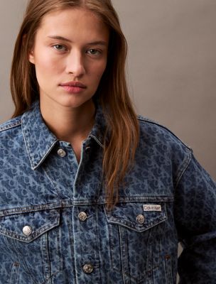 marquee 90's logo denim jacket for women calvin klein jeans