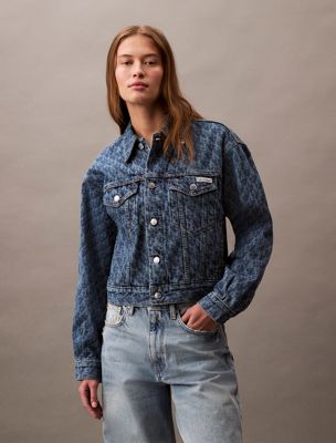 multi 90's logo denim jacket for women calvin klein jeans