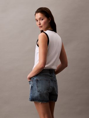 light peri relaxed denim bermuda shorts for women calvin klein jeans