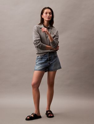 multi relaxed denim bermuda shorts for women calvin klein jeans