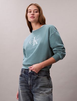 blue monologo french terry relaxed sweatshirt for women calvin klein jeans