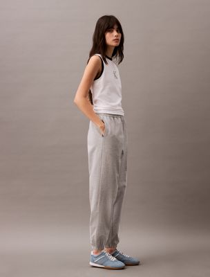 heroic grey heather relaxed monogram joggers for women calvin klein jeans