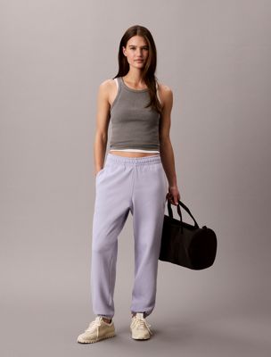 purple cotton terry monogram joggers for women calvin klein jeans