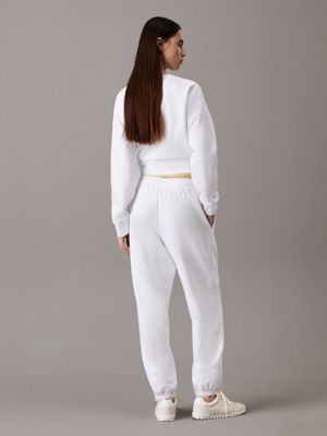 brilliant white relaxed monogram joggers for women calvin klein jeans