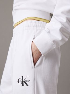 brilliant white relaxed monogram joggers for women calvin klein jeans