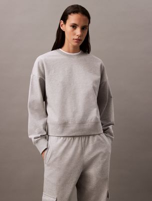 grey relaxed cotton terry sweatshirt for women calvin klein jeans