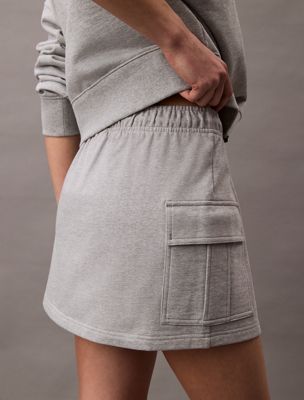 heroic grey htr cotton terry cargo mini skirt for women calvin klein jeans
