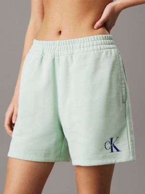 green relaxed cotton terry jogger shorts for women calvin klein jeans