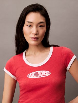 adrenaline rush logo graphic baby tee for women calvin klein