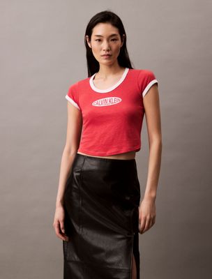 multi logo graphic baby tee for women calvin klein