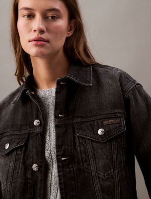 black fog 90's denim jacket for women calvin klein jeans