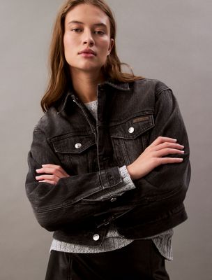 black fog 90's denim jacket for women calvin klein jeans