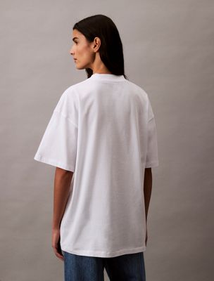 brilliant white relaxed logo t-shirt for women calvin klein jeans