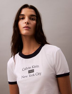 brilliant white slim script logo t-shirt for women calvin klein jeans