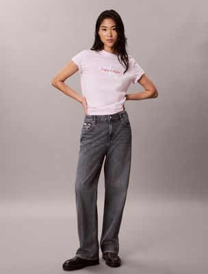 pink monogram t-shirt for women calvin klein jeans