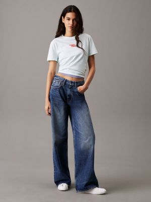 tinted horseshoe wide leg jeans for women calvin klein jeans