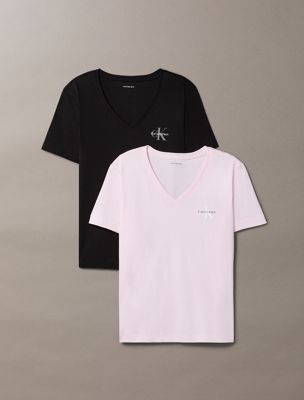 multi 2 pack cotton v-neck t-shirts for women calvin klein jeans