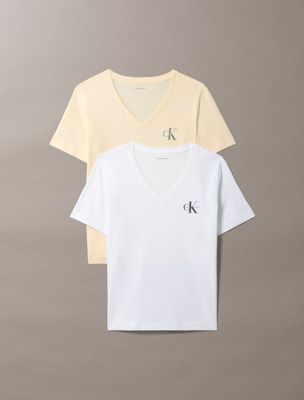 white 2 pack monogram v-neck t-shirts for women calvin klein jeans