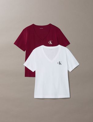 multi 2 pack cotton v-neck t-shirts for women calvin klein jeans