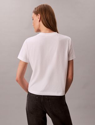 t-shirt slim avec logo graphique script brilliant white pour femmes 
