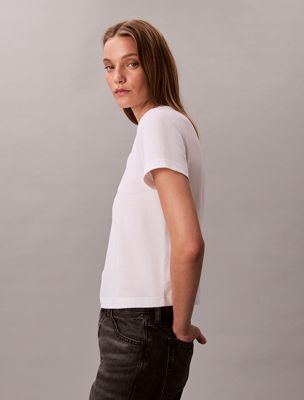 t-shirt slim avec logo graphique script brilliant white pour femmes 
