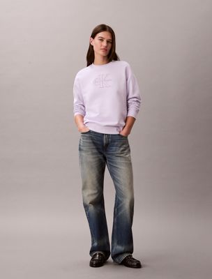 purple cotton terry monogram sweatshirt for women 
