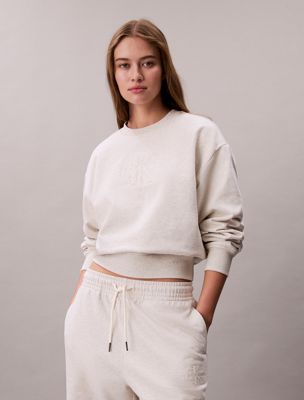 beige cotton terry monogram sweatshirt for women 