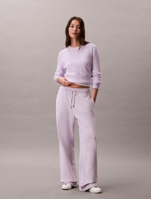 purple cotton terry monogram joggers for women 