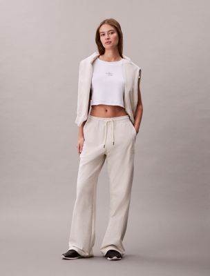 grey cotton terry monogram joggers for women 