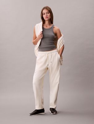 beige cotton terry barrel joggers for women calvin klein jeans
