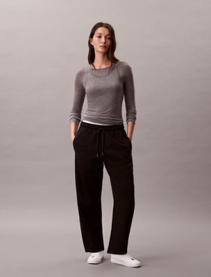 black cotton terry barrel joggers for women calvin klein jeans